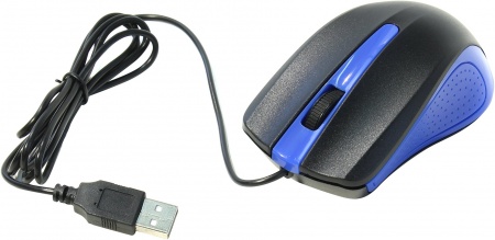 Мышь проводная Оклик 225M USB, 1200 dpi, 1.6м, черный/синий
